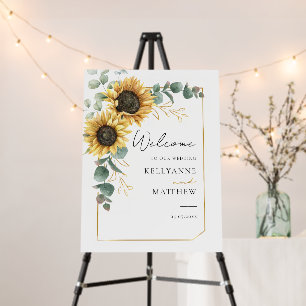 Sunflower Eucalyptus Floral Welcome Wedding Foam Board