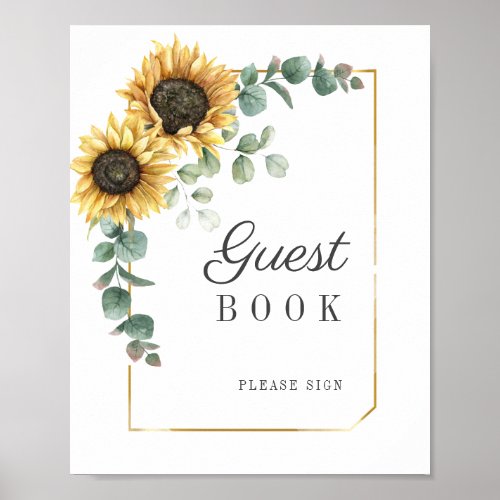 Sunflower Eucalyptus Foliage Bridal Shower Sign