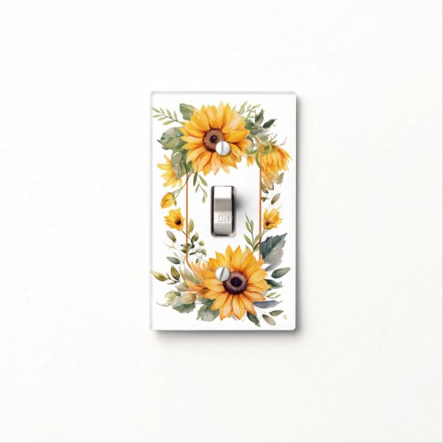 Sunflower  Eucalyptus Frame Kawaii Vintage Light Switch Cover