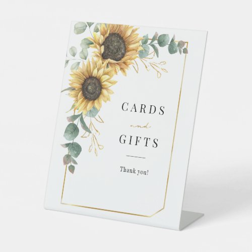 Sunflower Eucalyptus Geometric Cards and Gifts Pedestal Sign