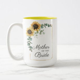 Sunflower Eucalyptus Geometric Mother of the Bride Two-Tone Coffee Mug