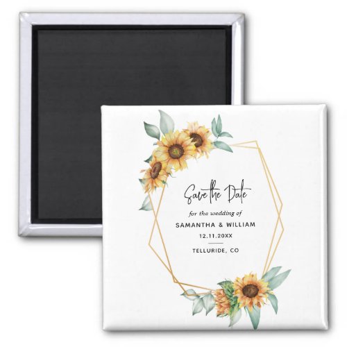 Sunflower Eucalyptus Geometric Save the Date Magnet