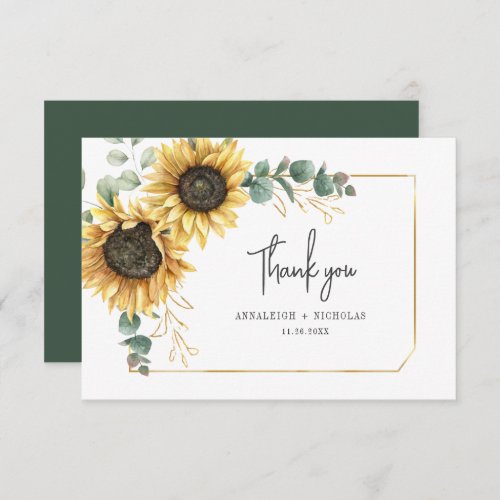 Sunflower Eucalyptus Geometric Thank You Note Card