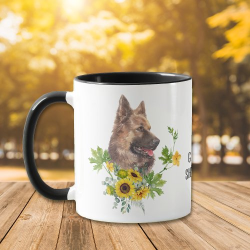 Sunflower Eucalyptus German Shepherd Dog Mug