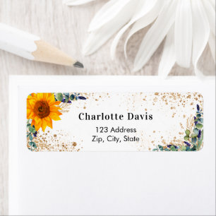Sunflower eucalyptus glitter dust return address label