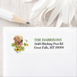 Sunflower Eucalyptus Golden Retriever Dog Label
