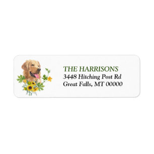 Sunflower Eucalyptus Golden Retriever Dog Label