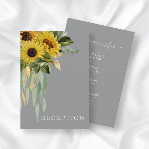 Sunflower Eucalyptus Gray Yellow Fall Reception Enclosure Card