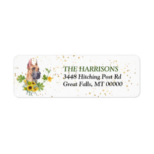 Sunflower Eucalyptus Great Dane Return Address Label