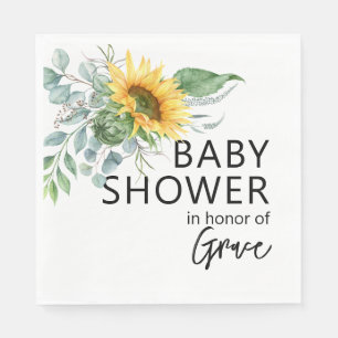 Sunflower Eucalyptus Greener Baby Shower Napkins