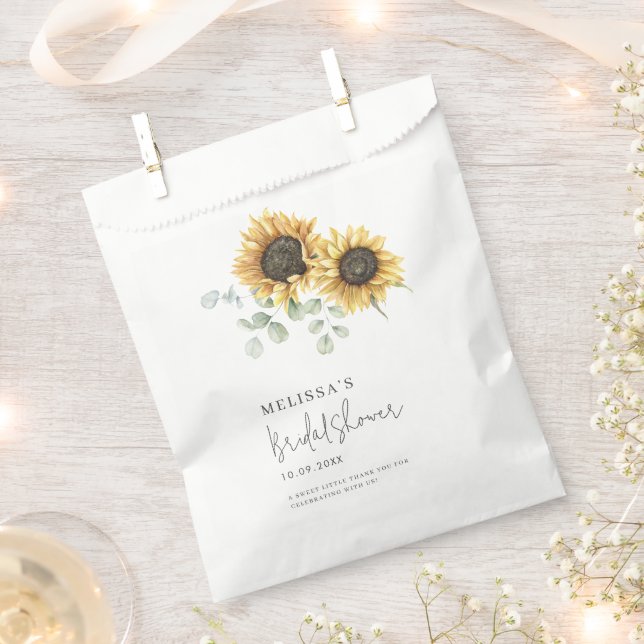 Sunflower Eucalyptus Greenery Bridal Shower Favor Bag (Clipped)