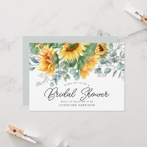 Sunflower Eucalyptus Greenery Bridal Shower Invitation