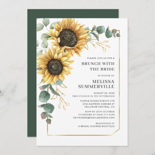 Sunflower Eucalyptus Greenery Brunch with Bride Invitation