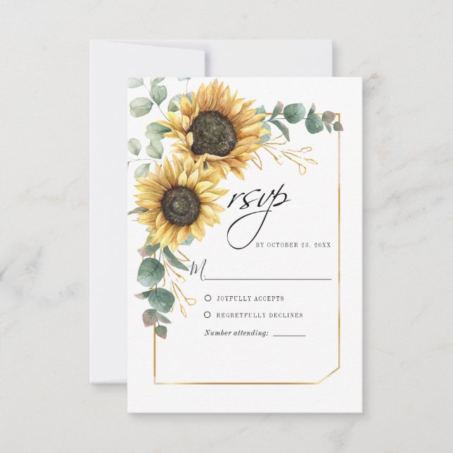 Sunflower Eucalyptus Greenery Floral RSVP Card (Front)