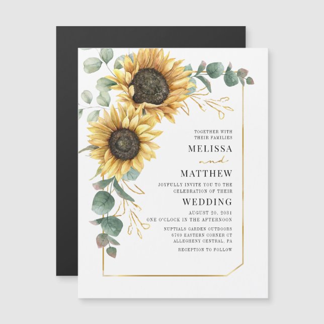 Sunflower Eucalyptus Greenery Geometric Wedding (Front/Back)