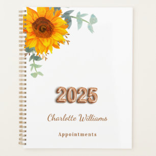 Sunflower eucalyptus greenery monogram 2025 planner