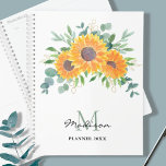Sunflower Eucalyptus Greenery Name Monogram 2023 P Planner<br><div class="desc">This floral planner is decorated with watercolor sunflowers,  eucalyptus,  and foliage in shades of yellow,  green,  and gold.
Easily customizable with your name and monogram.
Because we create our artwork you won't find this exact image from other designers.
Original Watercolor © Michele Davies.</div>