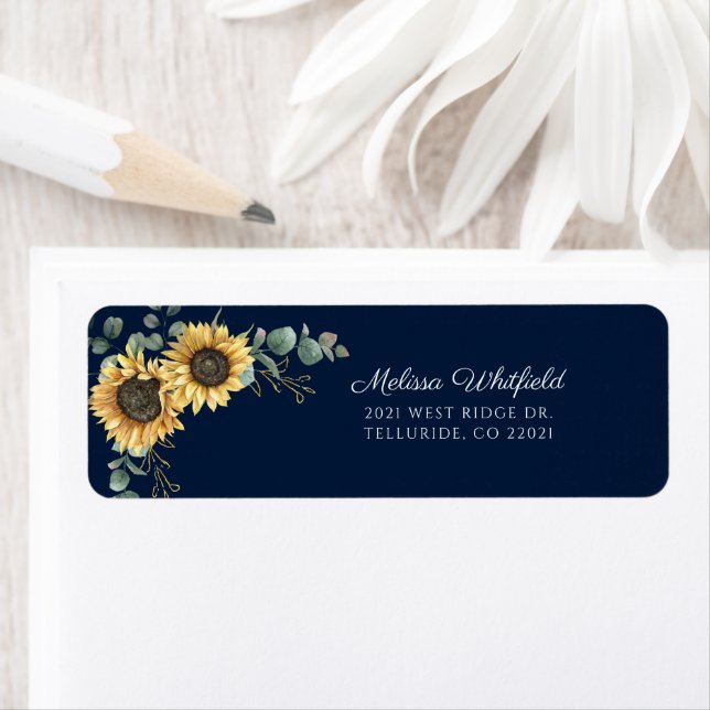 Sunflower Eucalyptus Greenery Return Address Label (Insitu)