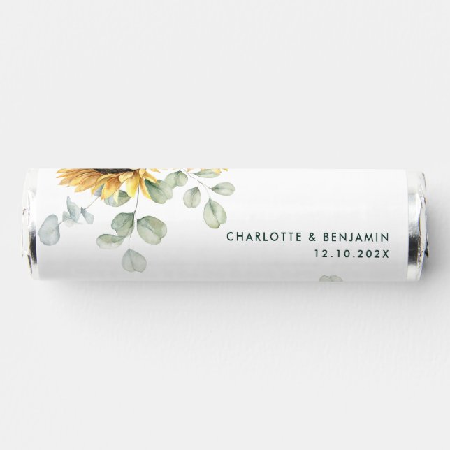 Sunflower Eucalyptus Greenery Wedding Breath Savers® Mints (Front)