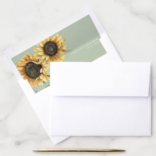 Sunflower Eucalyptus Greenery Wedding Envelope Liner