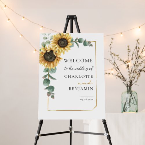 Sunflower Eucalyptus Greenery Wedding Welcome Foam Board