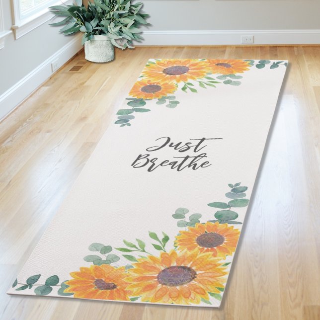 Sunflower Eucalyptus Greenery Yoga Quote Yoga Mat (Creator Uploaded)
