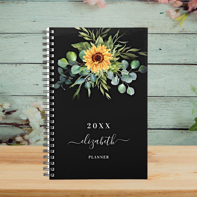 Sunflower eucalyptus greenry black name 2026 planner (Creator Uploaded)