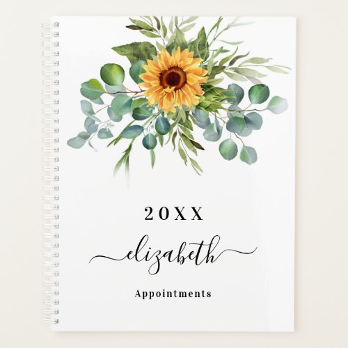 Sunflower eucalyptus greenry script name planner