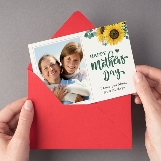 Sunflower Eucalyptus Happy Mother's Day Photo Card (Creator Uploaded)