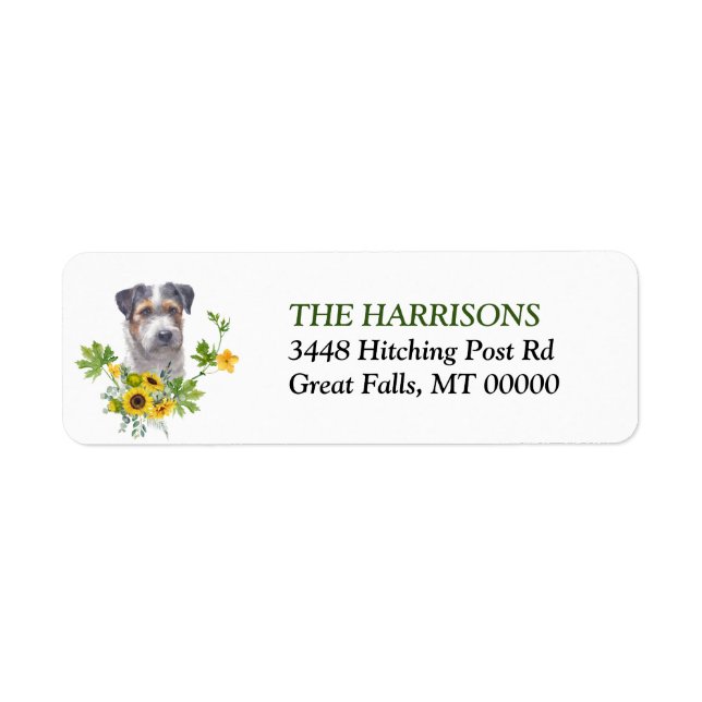 Sunflower Eucalyptus Jack Russell Terrier Label (Front)