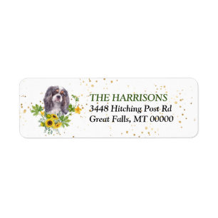 Sunflower Eucalyptus King Charles Spaniel  Label