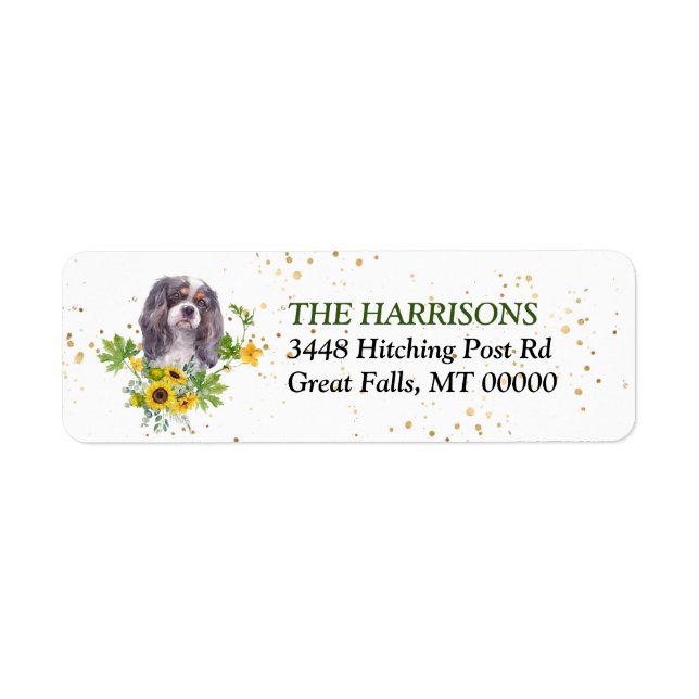 Sunflower Eucalyptus King Charles Spaniel  Label (Front)
