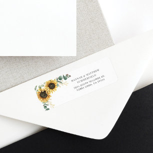 Sunflower Eucalyptus Leaves Floral Return Address Label