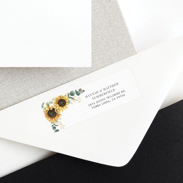 Sunflower Eucalyptus Leaves Floral Return Address Label (Sunfloral Floral Eucalyptus Greenery Return Address Label)