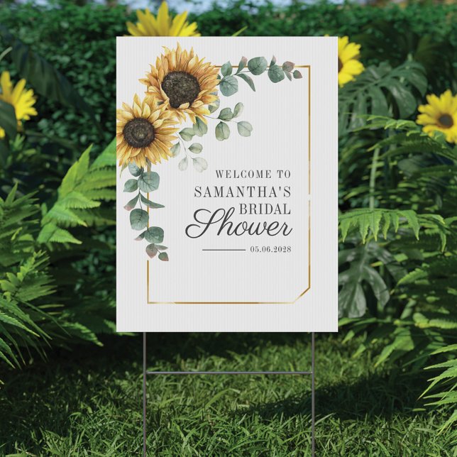 Sunflower Eucalyptus Leaves Greenery Bridal Shower Foam Board (Sunflower Eucalyptus Bridal Shower Welcome Sign)