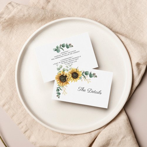 Sunflower Eucalyptus Leaves Wedding Enclosure Card