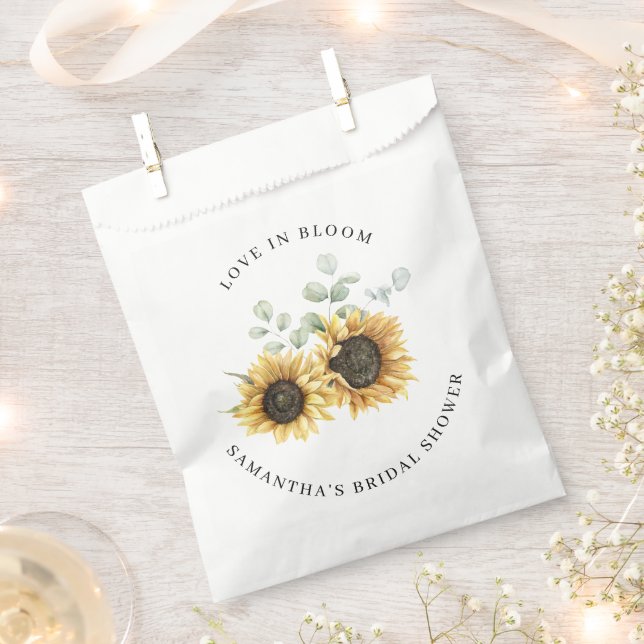 Sunflower Eucalyptus Love in Bloom Bridal Shower Favor Bag (Clipped)