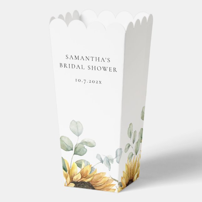 Sunflower Eucalyptus Love in Bloom Bridal Shower Favor Boxes (Front)