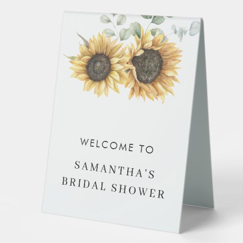 Sunflower Eucalyptus Love in Bloom Bridal Shower Table Tent Sign