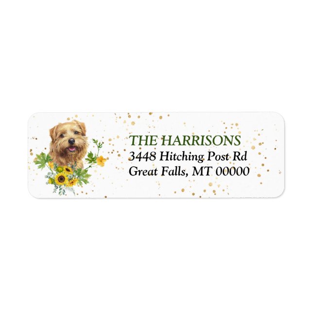 Sunflower Eucalyptus Norfolk Terrier Label (Front)