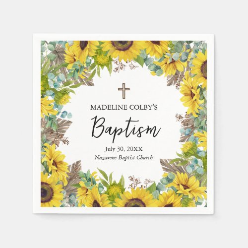 Sunflower Eucalyptus Palm Boho Square Baptism