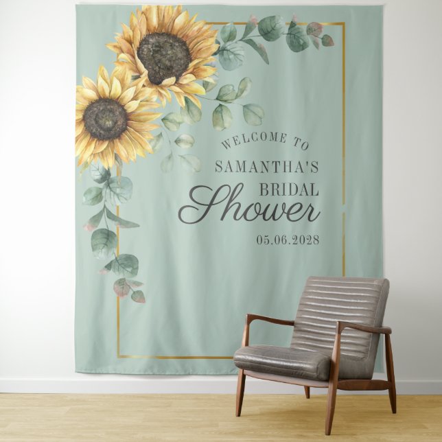 Sunflower Eucalyptus Photo Booth Backdrop Floral (In Situ)