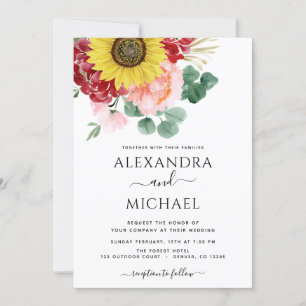 Sunflower Eucalyptus Photo Country Wedding Invitat Invitation