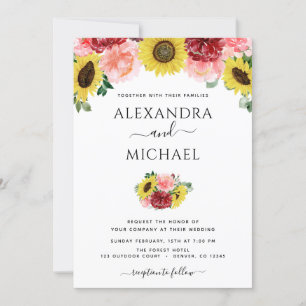 Sunflower Eucalyptus Photo Country Wedding Invitation