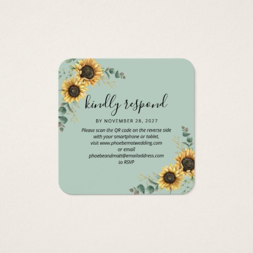 Sunflower Eucalyptus QR Code Wedding Website RSVP