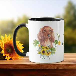 Sunflower Eucalyptus Red Dachshund Mug