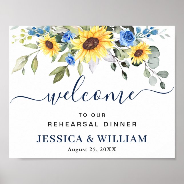 Sunflower Eucalyptus REHEARSAL DINNER Welcome Sign (Front)
