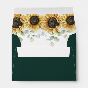 Sunflower Eucalyptus Return Address Green Wedding Envelope