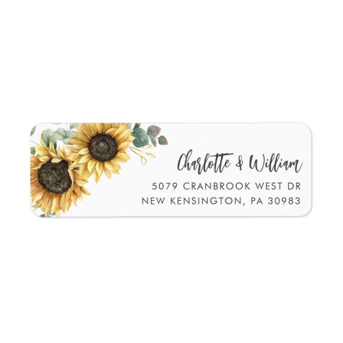 Sunflower Eucalyptus Return Address Label