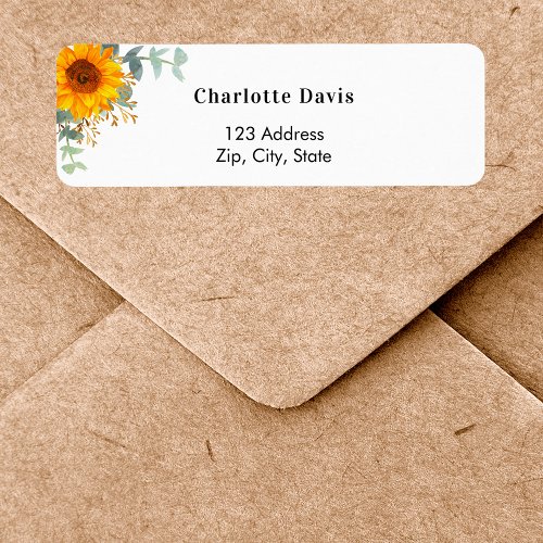 Sunflower eucalyptus return address  label